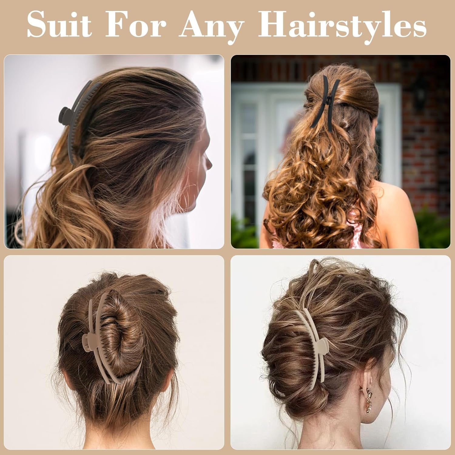 Hair Claw Clips for Women Girls 4Pcs Hold Everything Claw Clip Big Hair Clips for Thin Hair Claw Clip Pack Strong Hair Clips for Styling Hair Claws Accessories Small Gifts for Women