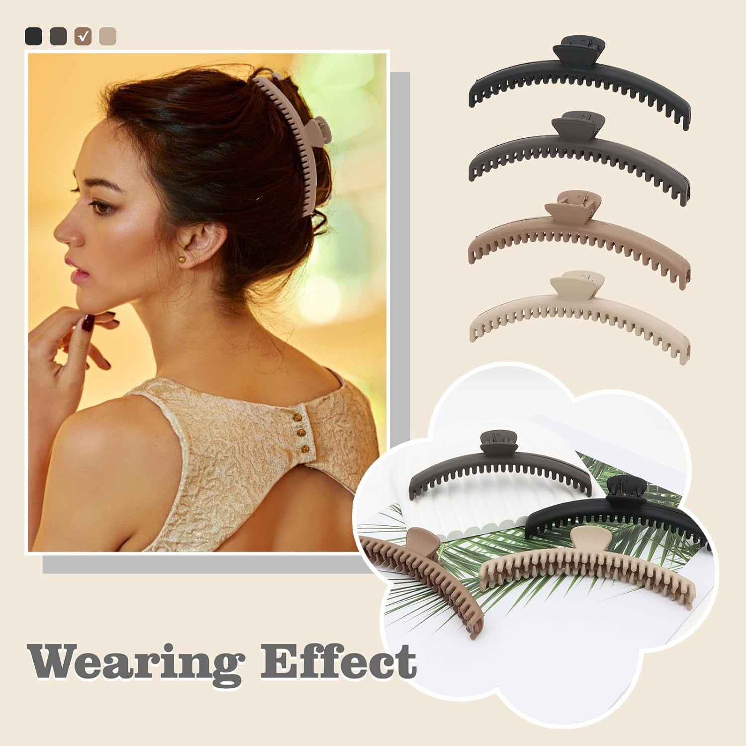 Hair Claw Clips for Women Girls 4Pcs Hold Everything Claw Clip Big Hair Clips for Thin Hair Claw Clip Pack Strong Hair Clips for Styling Hair Claws Accessories Small Gifts for Women