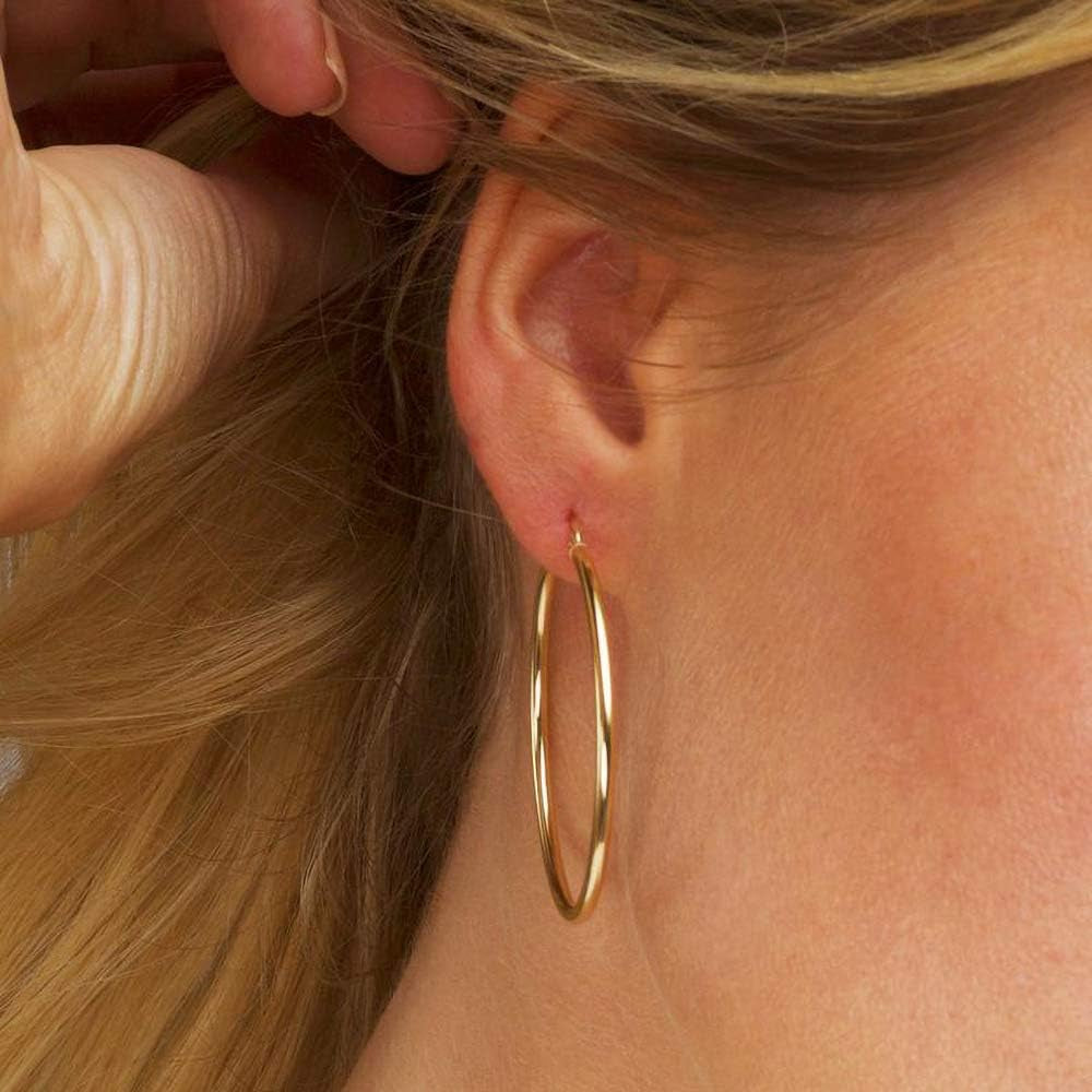 Gold Plated Hoop Earrings for Women - Hypoallergenic 14K Gold Plated Hoops Earrings Set for Sensitive Ears Earring Stack for Women Trendy Jewelry Gifts Lightweight 13-60Mm