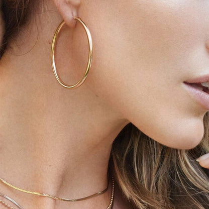 Gold Plated Hoop Earrings for Women - Hypoallergenic 14K Gold Plated Hoops Earrings Set for Sensitive Ears Earring Stack for Women Trendy Jewelry Gifts Lightweight 13-60Mm