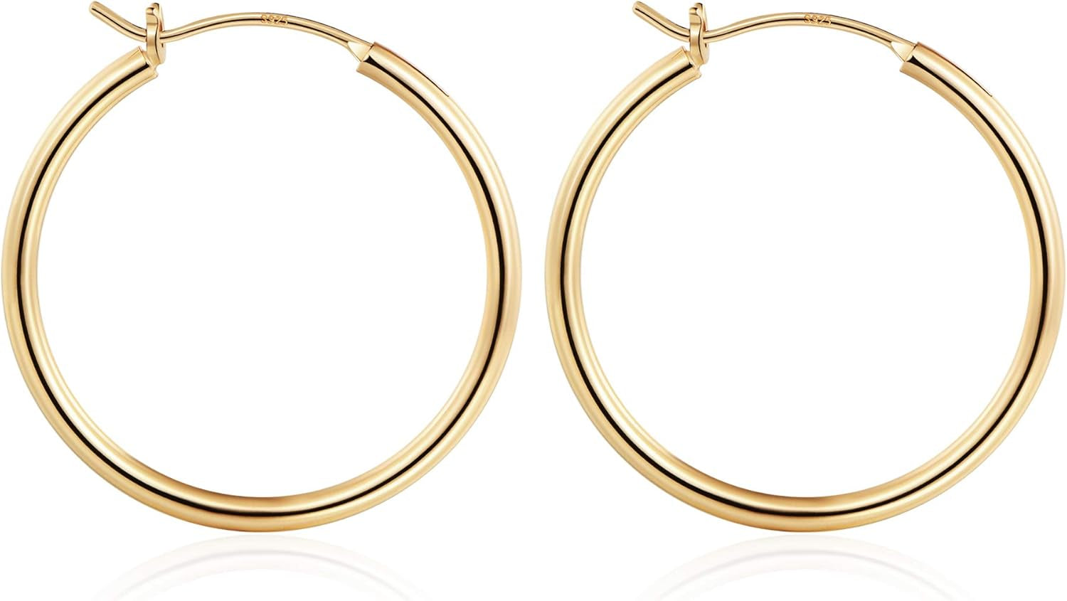 Gold Plated Hoop Earrings for Women - Hypoallergenic 14K Gold Plated Hoops Earrings Set for Sensitive Ears Earring Stack for Women Trendy Jewelry Gifts Lightweight 13-60Mm