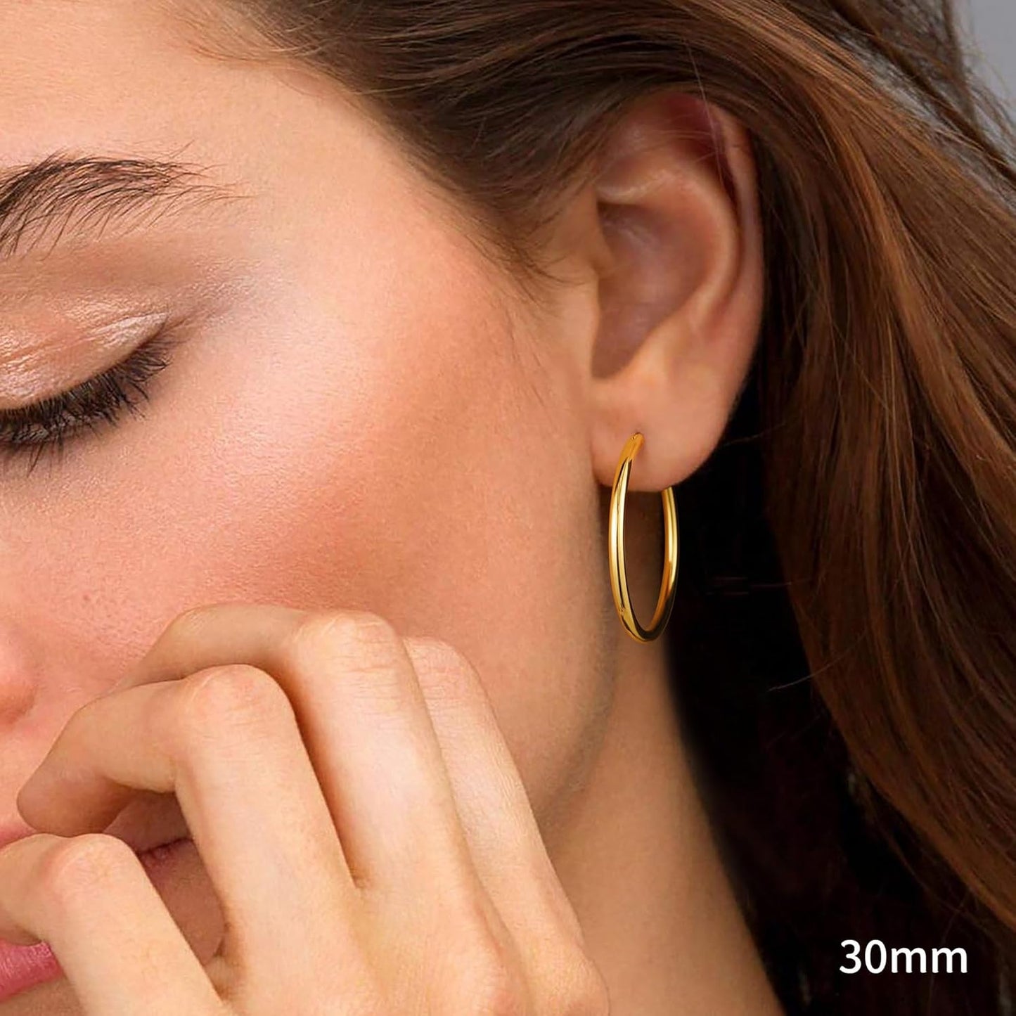 Gold Plated Hoop Earrings for Women - Hypoallergenic 14K Gold Plated Hoops Earrings Set for Sensitive Ears Earring Stack for Women Trendy Jewelry Gifts Lightweight 13-60Mm