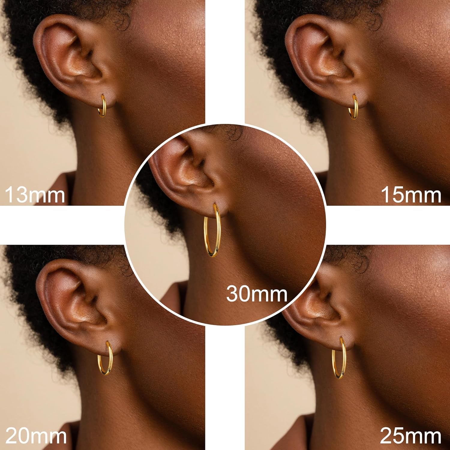 Gold Plated Hoop Earrings for Women - Hypoallergenic 14K Gold Plated Hoops Earrings Set for Sensitive Ears Earring Stack for Women Trendy Jewelry Gifts Lightweight 13-60Mm